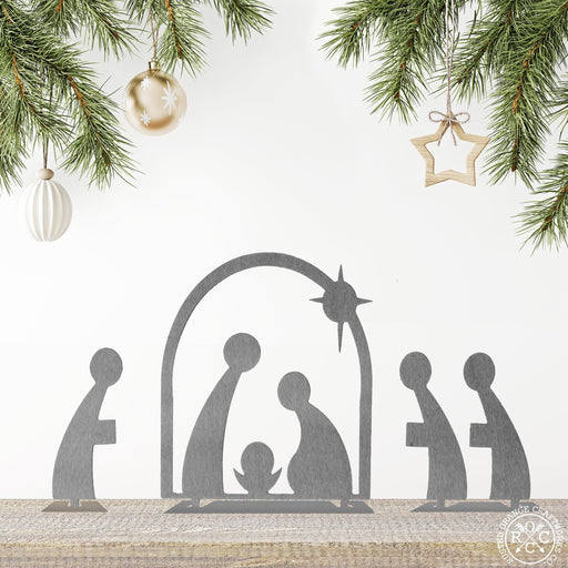 Rusted Orange Craftworks Co. Nativity Sets Minimalist Nativity Set - 3 Piece Standing Metal Holy Family Manger Scene