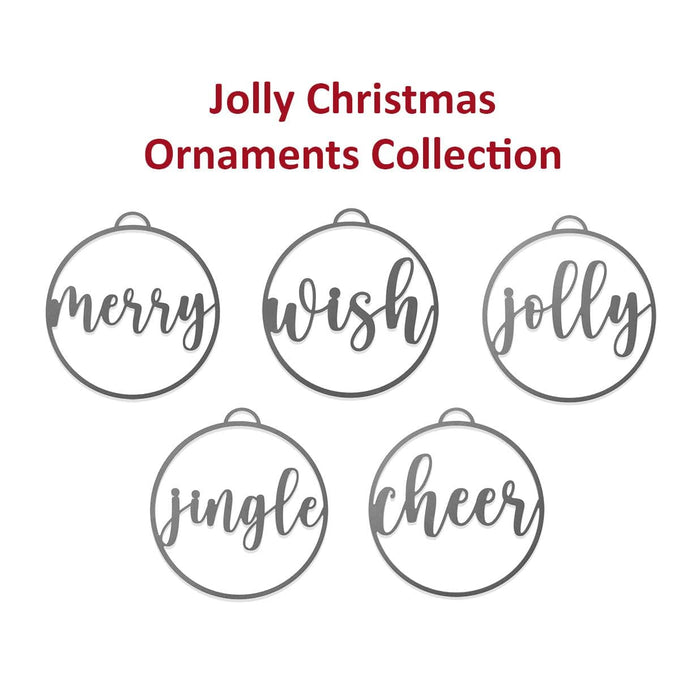 Rusted Orange Craftworks Co. Seasonal & Holiday Decorations Jolly Christmas Ornaments - 5 pack - Metal Christmas Tree Ornaments