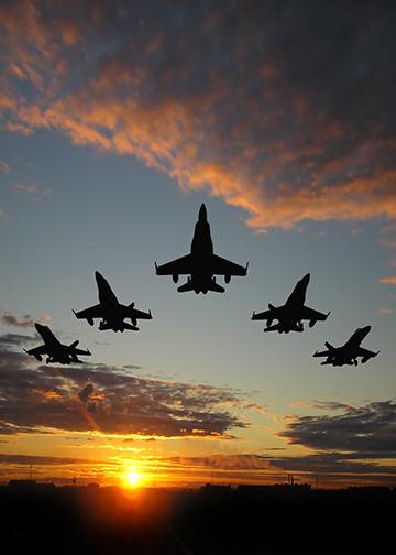 DoorFoto Door Cover Fighter Jets at Sunset