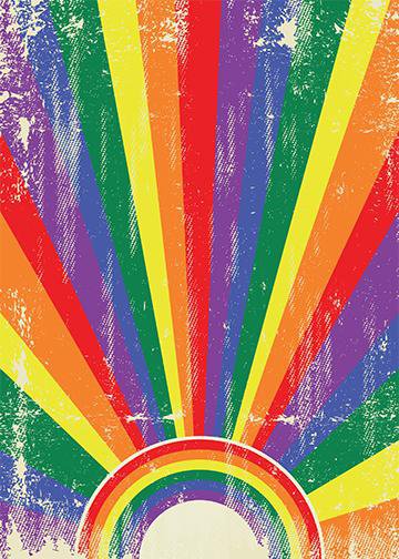DoorFoto Door Cover Customizable - Vintage Gay Pride Rainbow Flag