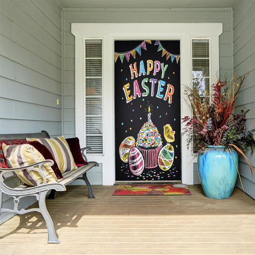 DoorFoto Door Cover Happy Easter Door Decoration