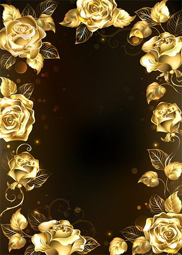 DoorFoto Customizable - Gold Roses Background