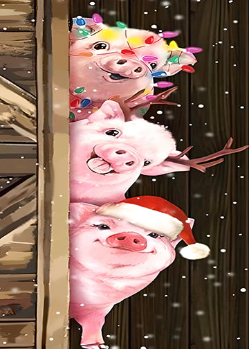 DoorFoto Door Cover Christmas Pigs