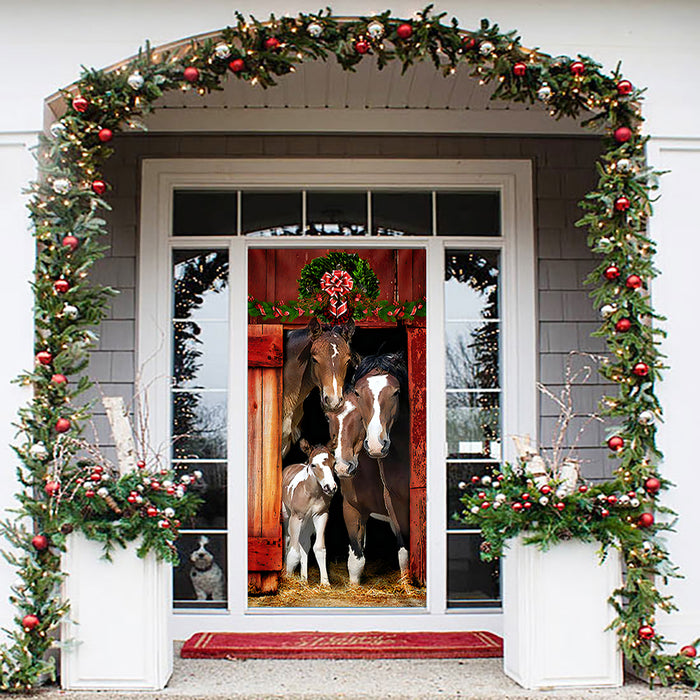 DoorFoto Door Cover Happy Family Horse Door Cover