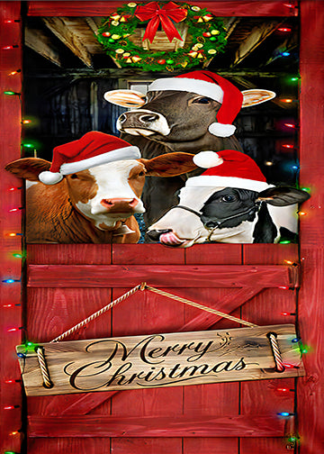 DoorFoto Door Cover Cattle Merry Christmas