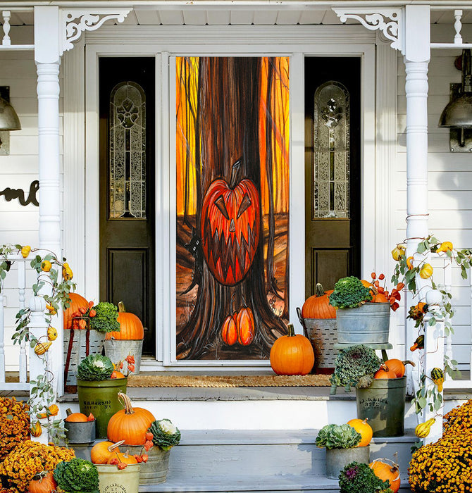 DoorFoto Door Cover Pumpkin Tree
