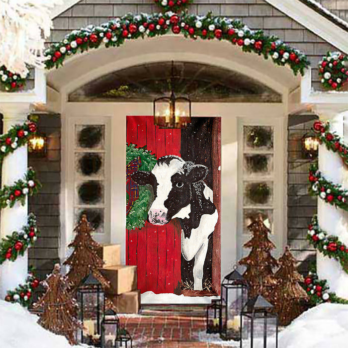 DoorFoto Door Cover Cow Farmhouse Door Cover