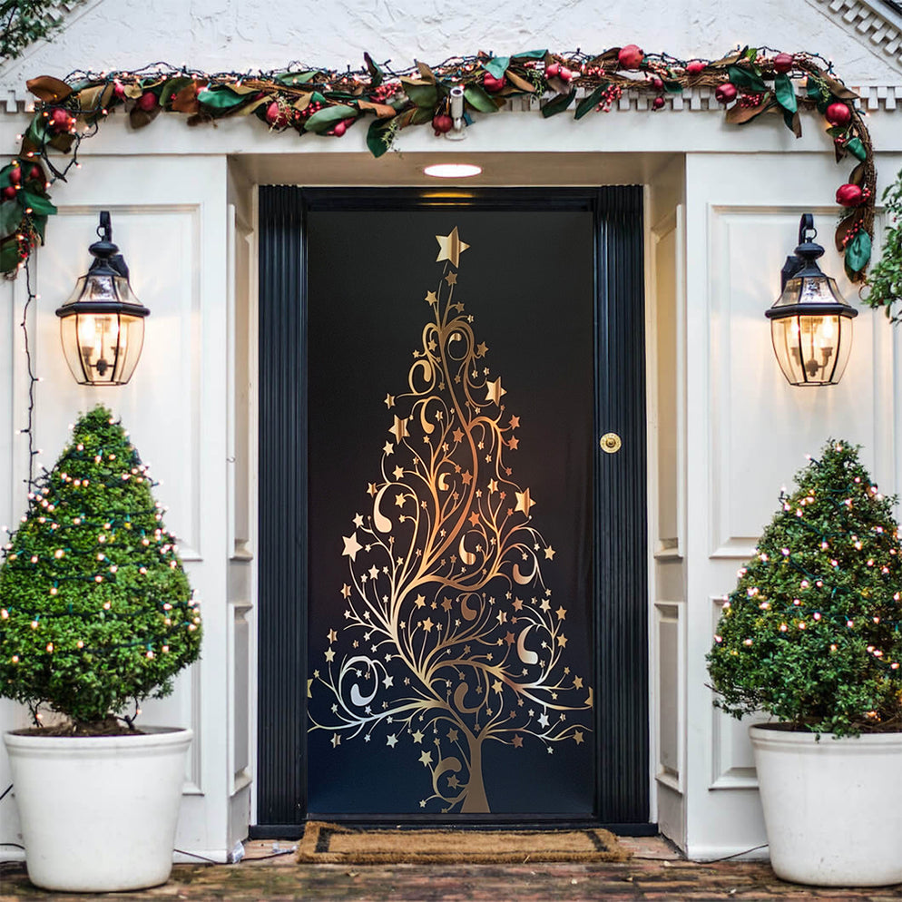 Christmas Tree Door Cover Best Christmas Decorations — DoorFoto