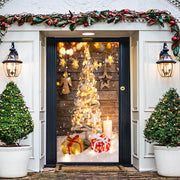 DoorFoto Door Cover Wooden Christmas Decoration