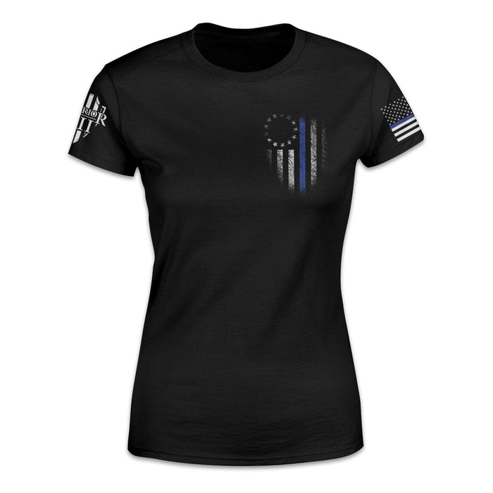 Warrior 12 - A Patriotic Apparel Company Women's Shirts Thin Blue Line Betsy Ross Flag - Women's Relaxed Fit