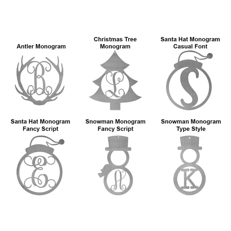 Rusted Orange Craftworks Co. Seasonal & Holiday Decorations Single Letter Holiday Monogram Collection - Personalized Metal Sign Decorations