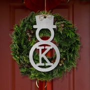 Rusted Orange Craftworks Co. Seasonal & Holiday Decorations 12" / Snowman - Casual Font Single Letter Holiday Monogram Collection - Personalized Metal Sign Decorations