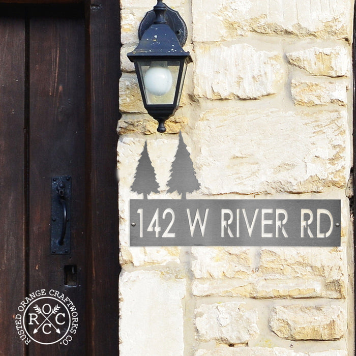 Rusted Orange Craftworks Co. Address Signs XL Landscape Address Plaque - 4 Styles - Circular Address Plaque for House Numbers