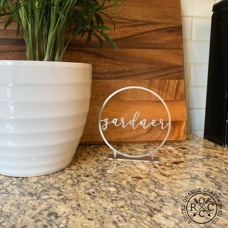 Rusted Orange Craftworks Co. Name Plates Name Only Style / 4 inch / Raw Steel (can rust) Anderson Tabletop or Shelf Personalized Name Sign - 2 Styles - Last Name Signs