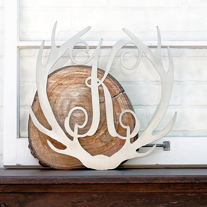 Rusted Orange Craftworks Co. Hunting Antler Single Letter Monogram - Personalized Deer Antler Wall Decor