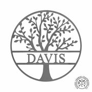 Rusted Orange Craftworks Co. Decorative Plaques Family Tree Monogram  - 3 Sizes - Metal Personalized Last Name Signs for Wall or Door Decor