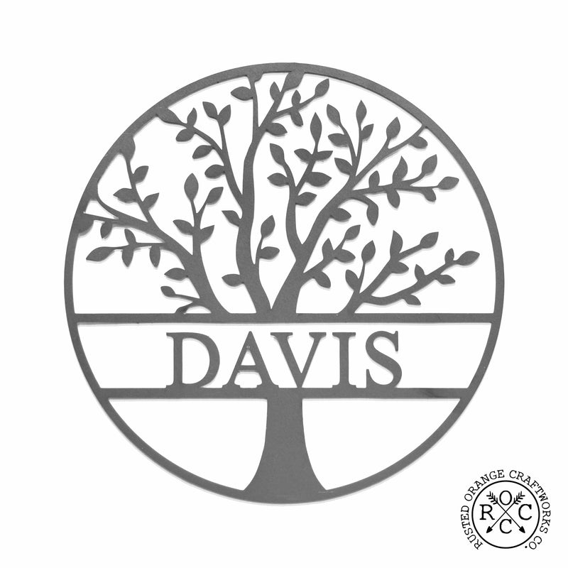 Rusted Orange Craftworks Co. Decorative Plaques Family Tree Monogram  - 3 Sizes - Metal Personalized Last Name Signs for Wall or Door Decor