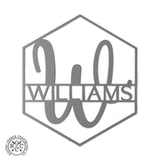 Rusted Orange Craftworks Co. Posters, Prints, & Visual Artwork Hexagon Monogram - 2 Sizes - Personalized Metal Family Name Sign For Home Decor