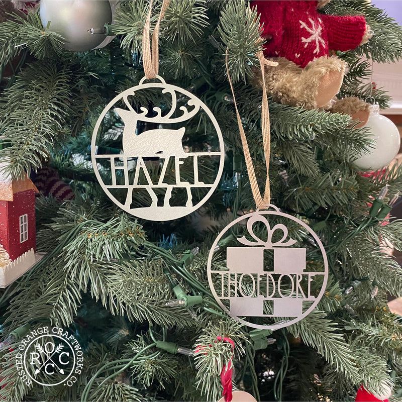 Rusted Orange Craftworks Co. Holiday Ornaments Waiting for Santa Ornament - Single - Personalized Name Christmas Ornaments