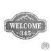 Rusted Orange Craftworks Co. Mountain Peaks / 15 inch / Silver Powder Coat Home on the Range Oversized Address Plaque - House Number Sign