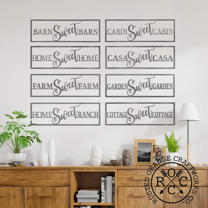 Rusted Orange Craftworks Co. Decorative Plaques Home Sweet Home - Ranch Sign Front Door Rustic Modern Wall Decor