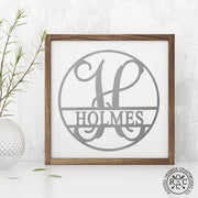 Rusted Orange Craftworks Co. Name Plates Circle Monogram With Name -  Monogram Last Name Signs for Home