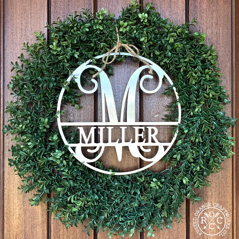 Rusted Orange Craftworks Co. Name Plates Circle Monogram With Name -  Monogram Last Name Signs for Home