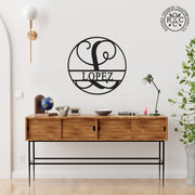 Rusted Orange Craftworks Co. Name Plates Circle Monogram With Name -  Monogram Last Name Signs for Home