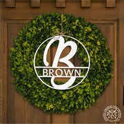 Rusted Orange Craftworks Co. Name Plates Fullerton Monogram - Circle or Square - Metal Last Name Sign Wall Decor