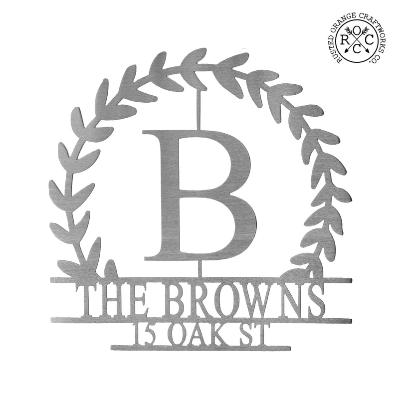 Rusted Orange Craftworks Co. Posters, Prints, & Visual Artwork Magnolia Personalized Monogram - Custom Name Monogram Home Decor, Established Sign