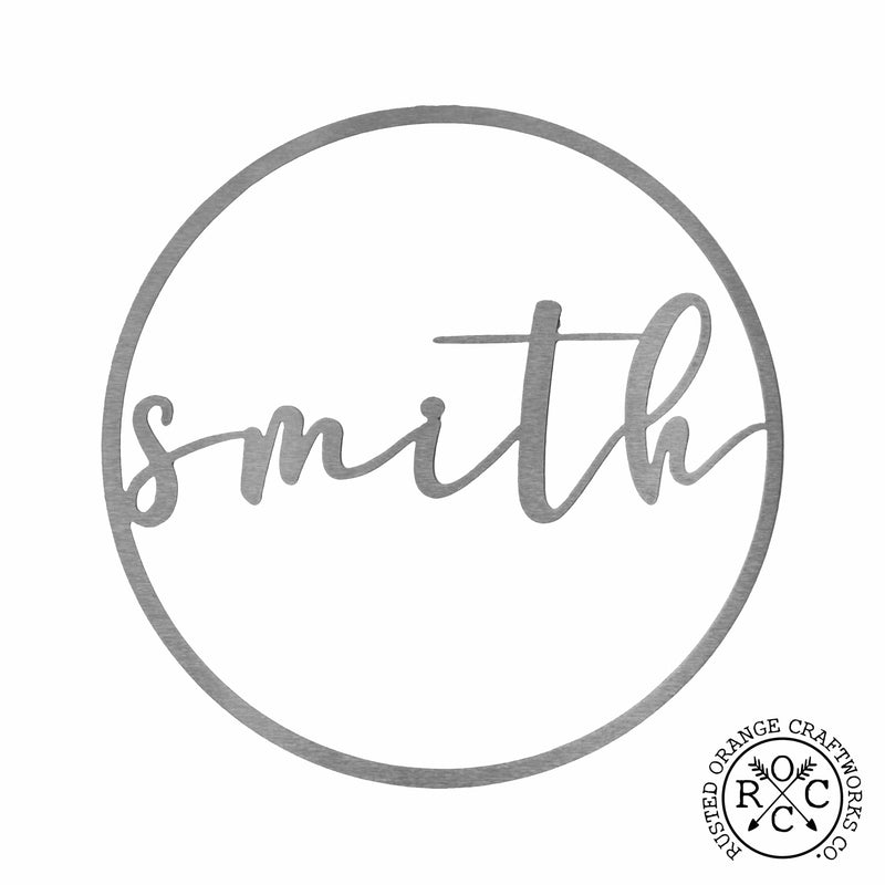 Rusted Orange Craftworks Co. Posters, Prints, & Visual Artwork Minimalist Custom Circle 2 Styles - Script Personalized Metal for Home Decor
