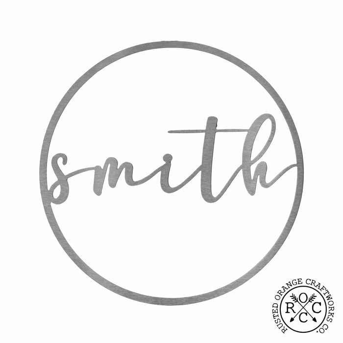 Rusted Orange Craftworks Co. Posters, Prints, & Visual Artwork Minimalist Custom Circle 2 Styles - Script Personalized Metal for Home Decor