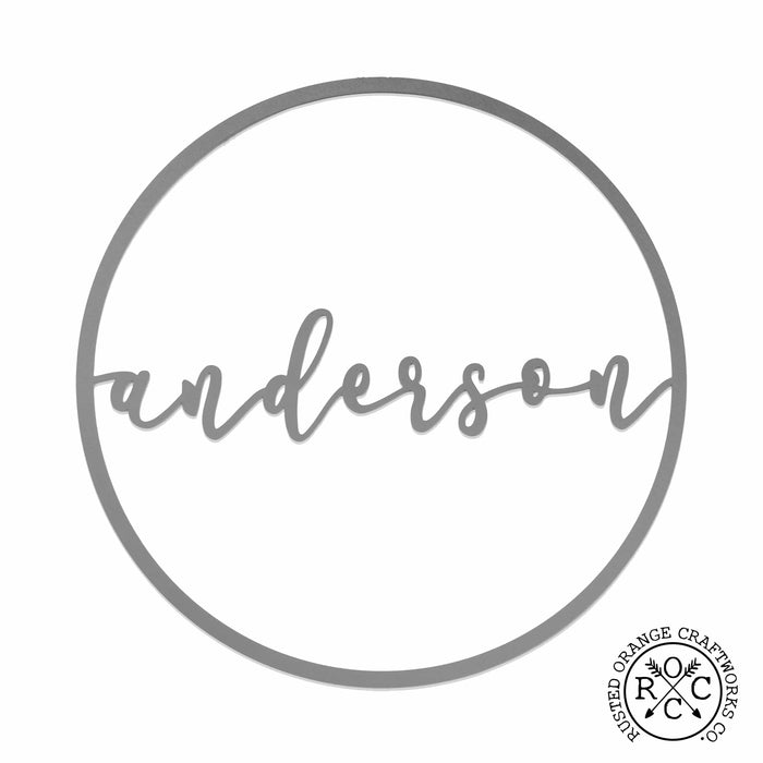 Rusted Orange Craftworks Co. Posters, Prints, & Visual Artwork Minimalist Custom Circle 2 Styles - Script Personalized Metal for Home Decor