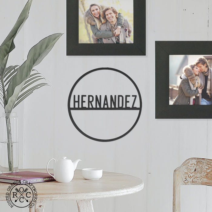 Rusted Orange Craftworks Co. Posters, Prints, & Visual Artwork Minimalist Custom Circle 2 Styles - Script Personalized Metal for Home Decor