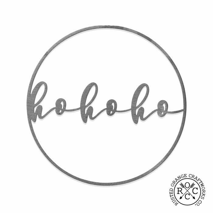 Rusted Orange Craftworks Co. Seasonal & Holiday Decorations 11.5 inch / HoHoHo Minimalist Christmas Greetings - Round Metal Holiday Sign for Front Door