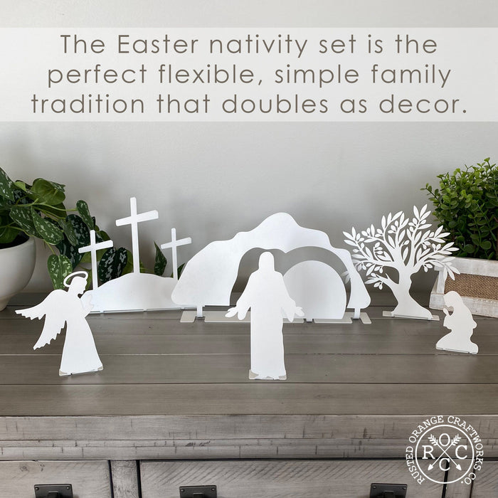 Rusted Orange Craftworks Co. Seasonal & Holiday Decorations Holy Week Easter Advent - A Simple Family Tradition - Christian Easter Resurrection Scene Set