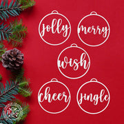 Rusted Orange Craftworks Co. Seasonal & Holiday Decorations Jolly Christmas Ornaments - 5 pack - Metal Christmas Tree Ornaments