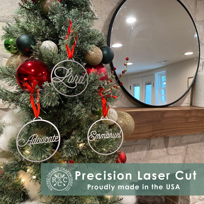 Rusted Orange Craftworks Co. Seasonal & Holiday Decorations Light of the World Ornaments - 5 pack - Metal Christmas Tree Ornaments