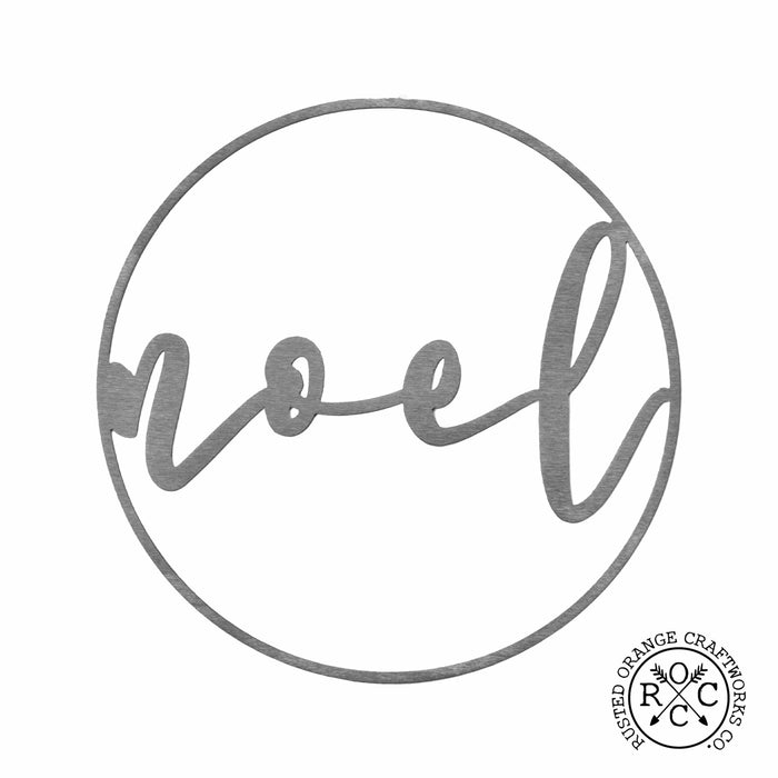 Rusted Orange Craftworks Co. Seasonal & Holiday Decorations Minimalist Christmas Greetings - Round Metal Holiday Sign for Front Door