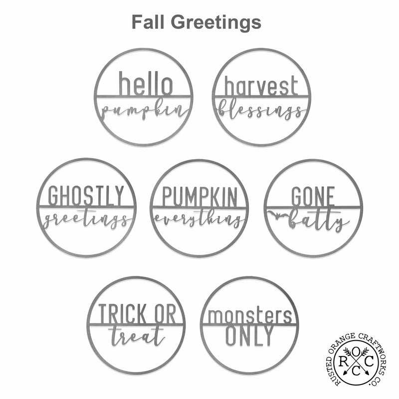 Rusted Orange Craftworks Co. Seasonal & Holiday Decorations Minimalist Fall Greetings - 7 Styles - Front Door Hanging Decorations