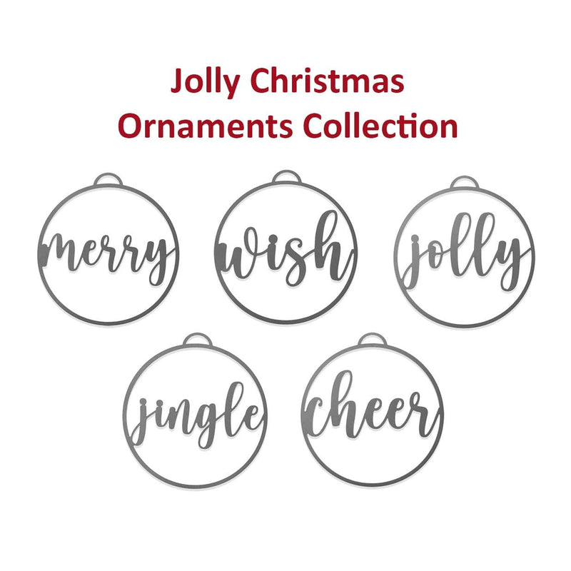 Rusted Orange Craftworks Co. Seasonal & Holiday Decorations Jolly Christmas Ornaments - 5 pack - Metal Christmas Tree Ornaments