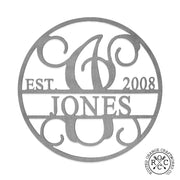 Rusted Orange Craftworks Co. Wreaths & Garlands Established Circle Name and Date Monogram - Custom Wreath Hanger Wall Decor