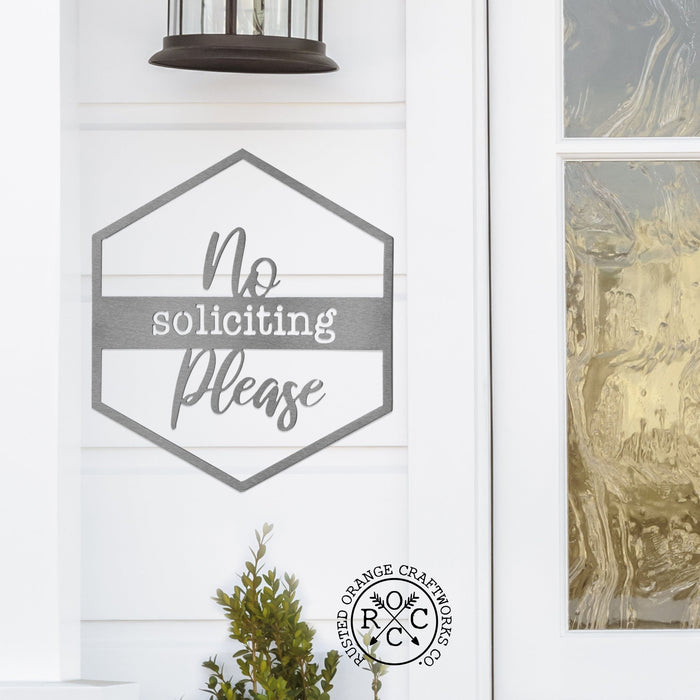 Rusted Orange Craftworks Co. Wreaths & Garlands No soliciting please Hexagon Door Greetings - Welcome to Our Home Modern Rustic Word Art