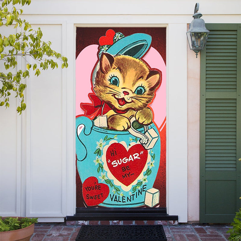DoorFoto Door Cover Kitten in Cup