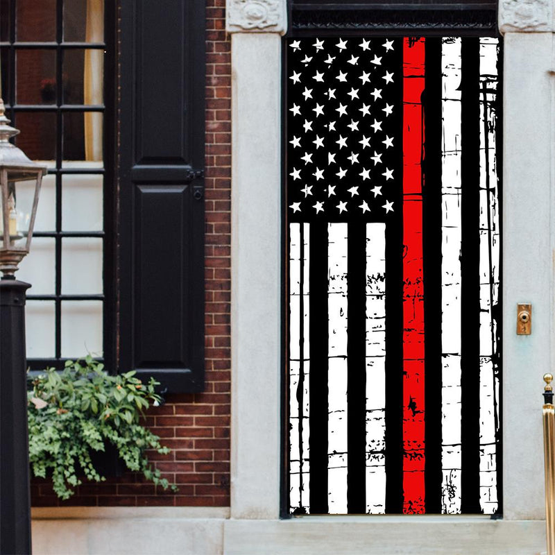 DoorFoto Door Cover Thin Red Line