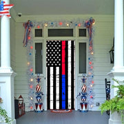 DoorFoto Door Cover Thin Blue and Red Line