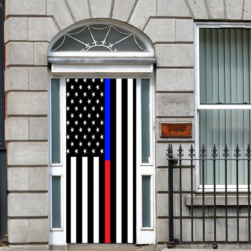 DoorFoto Door Cover Police Flag Firefighter Flag