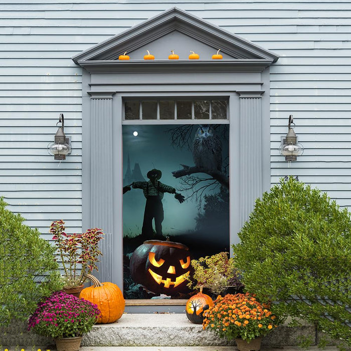 DoorFoto Door Cover Scarecrow Pumpkin