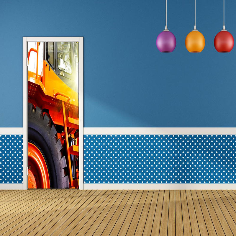 DoorFoto Door Cover Construction Truck Decor