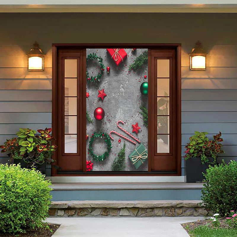 DoorFoto Door Cover Christmas Holly Decor